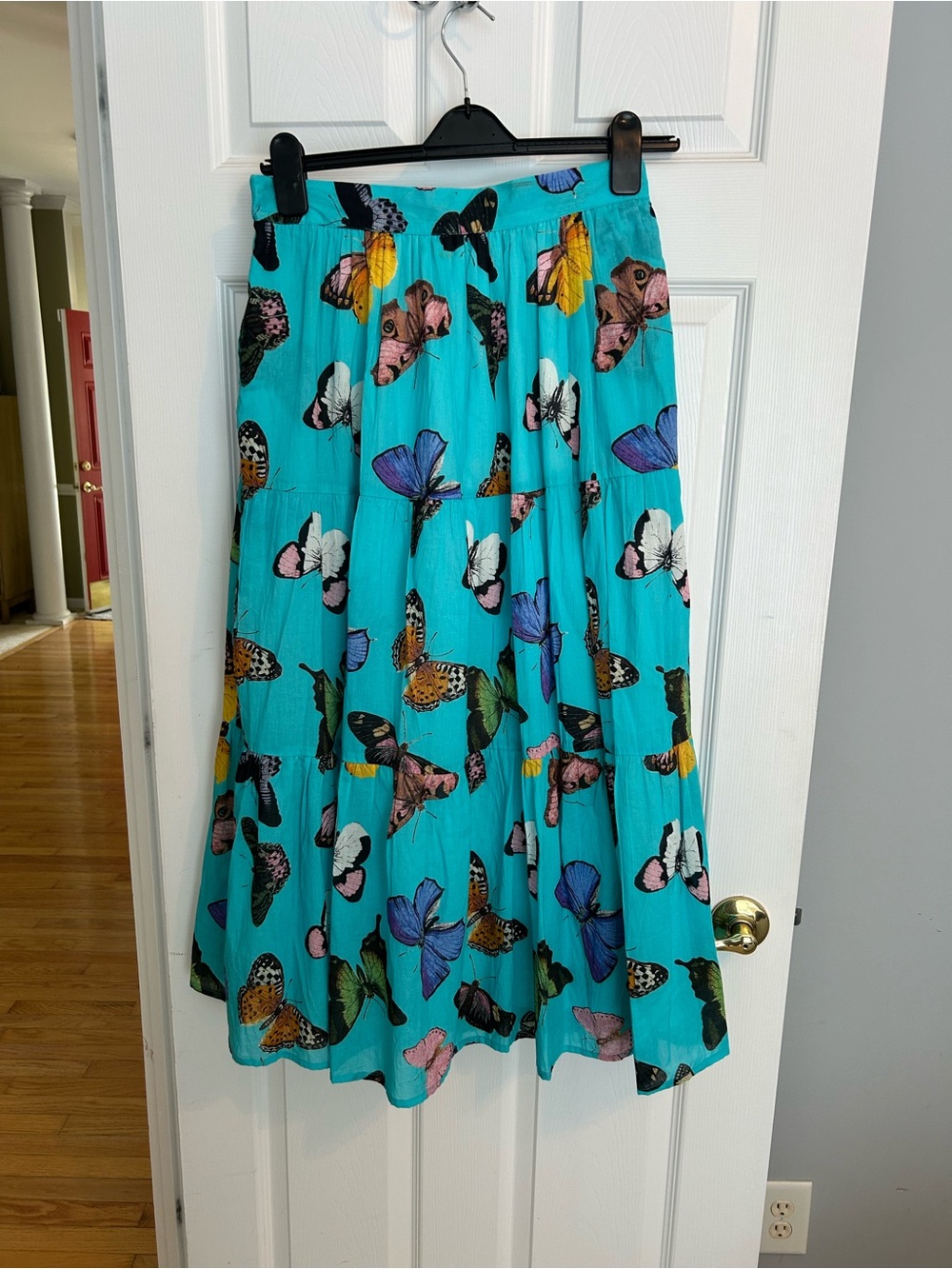 Dizzy-Lizzie Woodstock Turquoise Butterfly Flounce Skirt - Picture 2 of 9